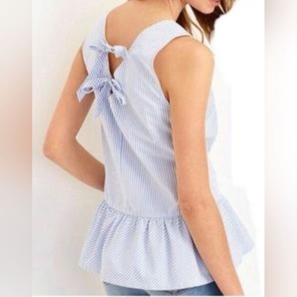 J.Crew Striped Peplum Top - Picture 1 of 8